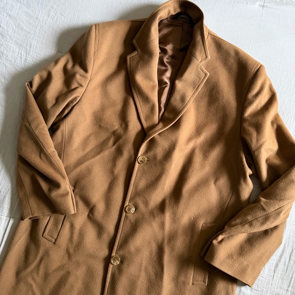 Hart‎ Schaffner Marx 100% Wool Camel Overcoat Made in Ukraine Vintage